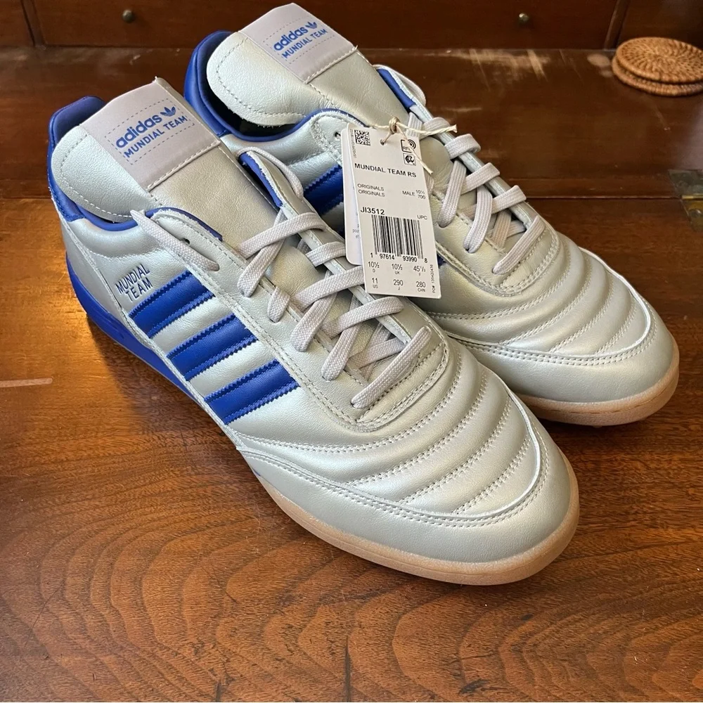 adidas Mundial Team Turf Soccer Cleats - Men's  11 / silver / blue / gum - Picture 2 of 6